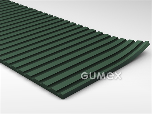 Gumová podlahovina s dezénom G 6, hrúbka 4mm, šíře 1200mm, 65°ShA, SBR, dezén pozdĺžne ryhovaný, -20°C/+60°C, zelená
